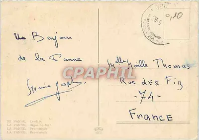 La Panne — Promenade — Editora Raffin, n° 747 — Verso