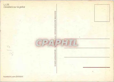 Kawalerowie na brzegu — Aquarelka Luciena JOVENEAUX — Rewers