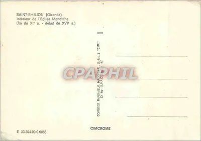 Saint-Émilion (Gironde) — Wnętrze monolitycznej świątyni — CIM — Rewers