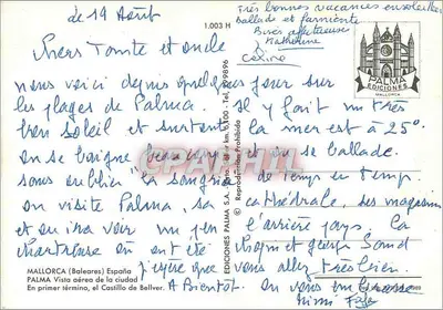 Palma de Mallorca — widok lotniczy z Castillo de Bellver i portu — Éditions Palma S.A. — Rewers