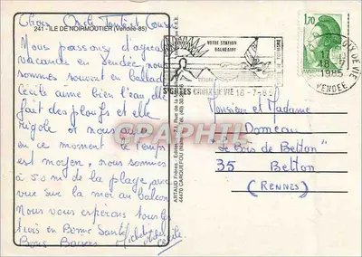Wyspa Noirmoutier — złożony widok z zamkiem, portem i bagien — wydawca Artaud Frères, n°241 — Rewers