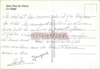Saint Paul de Vence — O vilarejo — Edições de Lorranger — Verso