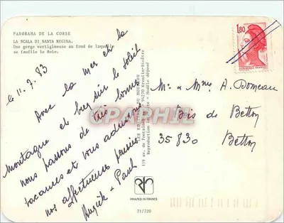 Panorama Korsyki — La Scala de Santa Regina — Wydawnictwo Moulin-Bicêtre — Rewers