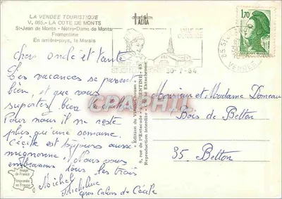 CÔTE de MONTS — St JEAN de MONTS, FROMENTINE, NOTRE DAME de MONTS — Wydawnictwo LA VENDEE TOURISTIQUE, n° V.055 — Rewers