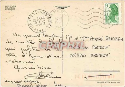 Costa Azul — Saint-Raphaël, Les Templiers — Litografia SEVEN Verona Italia — Verso