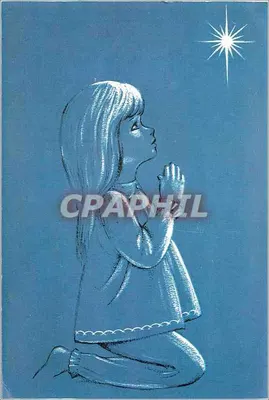Girl in Prayer — Star — Monochrome Illustration