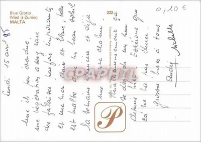 Niebieska jaskinia Wied iż-Żurrieq — Malta — wydawca Perfecta Advertising Ltd, nr 232 — Rewers