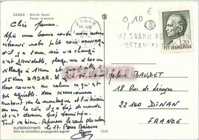 Fórum romano em Zadar — Ruínas antigas e igreja — editor Turistkomerc, Zagreb — Verso