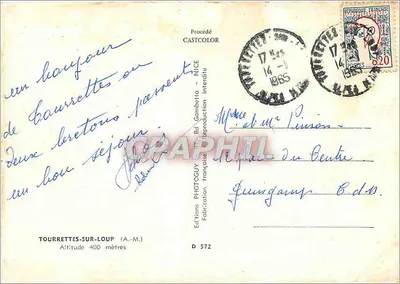 Tourette-sur-Loup — vue panoramique et édifice religieux — Éditions Photoguy, D 572 — Verso