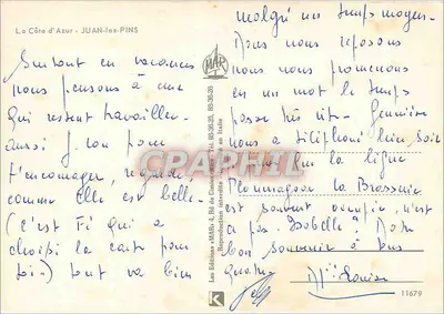 जुआन-ले-पिंस — तट का दृश्य और एक नंगी महिला — प्रकाशक MAR — पीछे