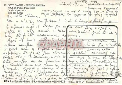 Nice - Baie dos Anjos — Les Editions Gilletta, n°87 — Verso