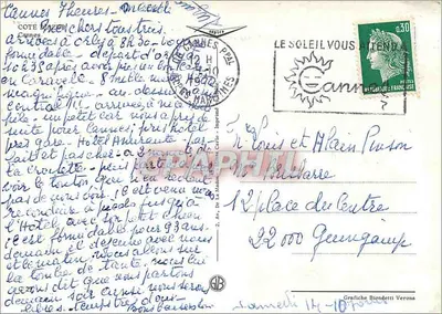 Cannes — Souvenir — Wydawca druk. Carlo — Rewers