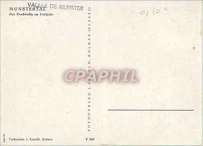 Valle de Munster — cachoeira e lago — Fotoverlag J. Arnold, Kolmar, F 219 — Verso