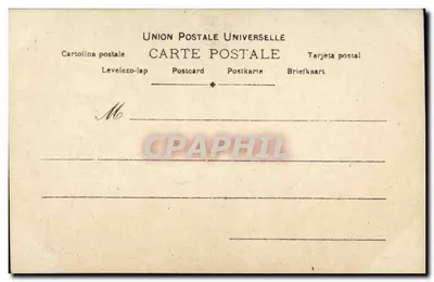 Vrouw en konijn uit een ei stappend — Vrolijke Pasen — De Poray, uitgegeven door Rewlinger, Parijs, n° 11954 — Achterkant