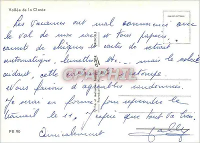 क्लारी घाटी — एल्पीयन दृश्य जहां नदी और बर्फीले पर्वत हैं — प्रकाशक PE 90 — पीछे