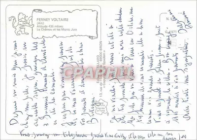 Ferney-Voltaire : Le Château — vue aérienne — Éditeur Spadem, N. 971 — Verso