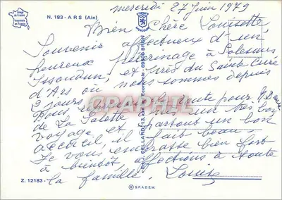 Ars — Małe miasteczko Świętego Kura — ARS — Rewers
