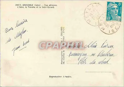 Grenoble (Isère) — Widok z lotu. Isère, Tronche i Saint-Eynard — J. Cellard, Lyon — Rewers