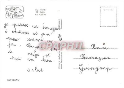 Esqui e vila de Autrans — Uma brisa de Autrans — Cliché e realização H. Ter — Verso