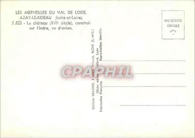 Azay-le-Rideau — Castelo do século XVI — Edições Valoire — Verso
