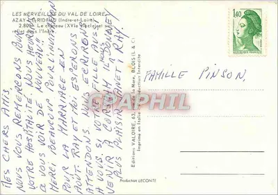 Castelo de Azay-le-Rideau — Vale do Loire — Edições Valoire — Verso