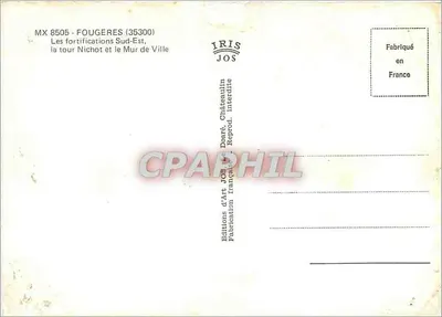 Fougères — As fortificações Sul-Este, a torre Nichot e o Muro da Cidade — Éditions d'Art JOS — Verso