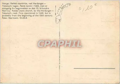 Røldal Stavkirke — Igreja de madeira — Editor: Ennett Kunstforlag AS Oslo, n° O-45-8 — Verso