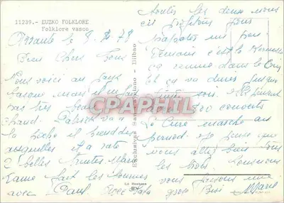 Folklore basco — Ed. Hensopa, n° 11239 — Verso