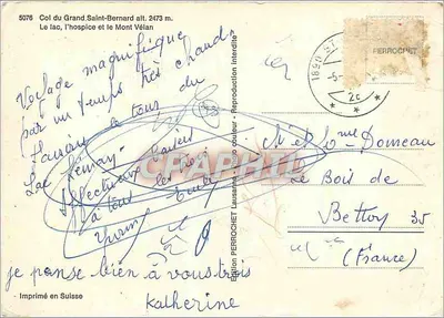 Col du Grand-Saint-Bernard — szpital i Mont Vélan — Wydanie Perrochet nr 5076 — Rewers
