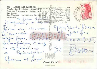 Amélie-les-Bains — Thermes Romaines i plac centralny — Wydawnictwo Art Larrey — Rewers