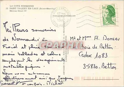 Dom Henryka IV — Saint Valery en Caux (Seine-Maritime) — Wydawnictwo Couleurs Naturelles — Rewers