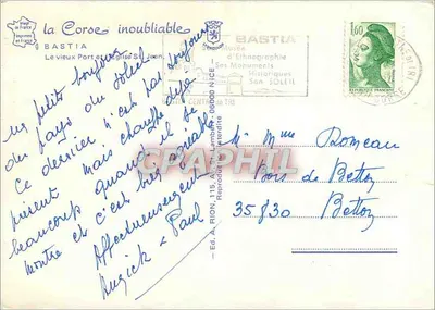 Bastia — Haven en kerk van Sint-Jean — Ed. A. Rion, n° 115 — Achterkant