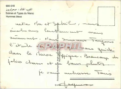 Hommes bleus — Scènes et Types du Maroc — éditeur Angle, Sidi Saïd, Casablanca, n° 900-518 — Rewers
