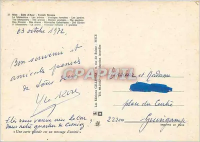 Nice - Cimiez — Mosteiro, Anfiteatro Romano, ruínas e jardins — Les Éditions GILLETIA — Verso