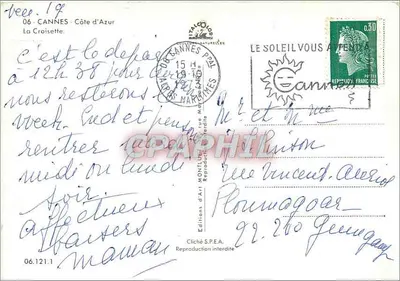 Cannes — La Croisette — Éditions S.P.E.A. n° 06.121.1 — Rückseite