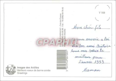 Zielone góry — widok gór w tropikalnej lesie — Images des Antilles, nr V 169 — Rewers