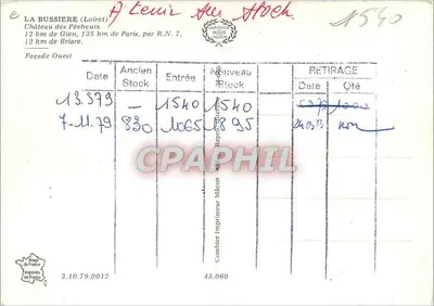 Castelo dos Pescadores — La Bussière (Loiret) — Imprimeur Maçon — Verso