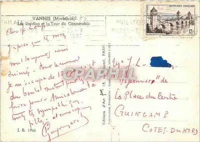 Os Jardins e a Torre do Connétable — Vannes (Morbihan) — Éditions d'Art Française — Verso