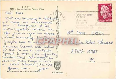 Lyon — Widok z powietrza — Centrum Miasta — Wydawnictwo Trolard & Fils, fotograf R. Henrard, nr 2209 — Rewers