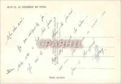 Il Hohneck in inverno — Edizioni di CIGOGNE (Bar-Rhône) — n° 68.391.70 — Verso