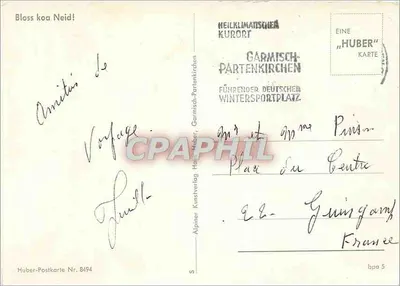 Twee kinderen in traditionele kleding — Alpen — Huber-Postkarte Nr. 8494 — Achterkant