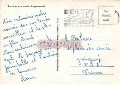 Grupa ludzi w strojach tradycyjnych z Bregenzerwald — Bregenz, V.G.A. Photo-Verlag, numer serii nie widoczny — Rewers