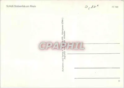 Schloss Stolzenfels — noite — Verlag F. G. Gritz KG, Königsegg — Verso