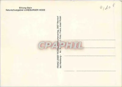 Billung-Stein — Naturschutzgebiet Lüneburger Heide — Franz Josef Rüdel, Postkartenverlag, Nr. F-189 — Verso