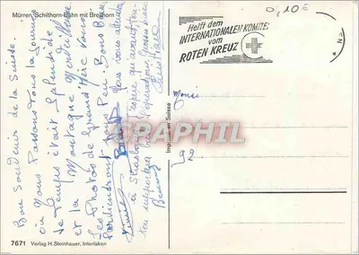 Mürren, Schilthorn-Bahn z Breithorn — Verlag H. Steinhauer, Interlaken, nr 7671 — Rewers