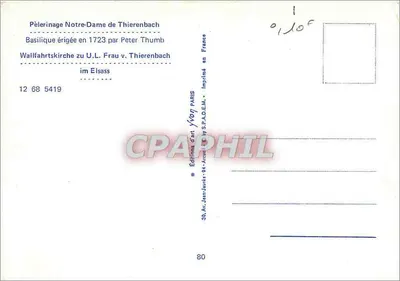 Notre-Dame de Thierenbach — Bazylika wybudowana w 1723 roku przez Peter Thumb — Éditions d'Art Yvon, Paryż — Rewers