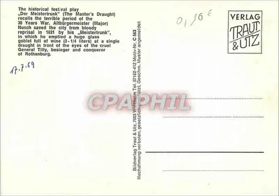 Rothenburg o. d. Tauber — Festiwal Meistertrunk — wydawca Verlag Traut & Utz — Rewers