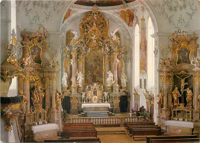 Interior da igreja católica de Oberammergau — editor H. Krüger, Oberammergau