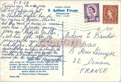 Estuário de Mawddach — vista do porto — J. Arthur Dixon, série 498 — Verso