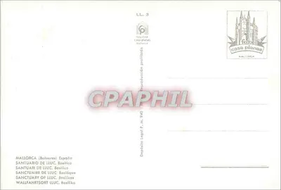 Santuário de Lluc — Basílica — Editor Casa Planas, n° LL. 3 — Verso